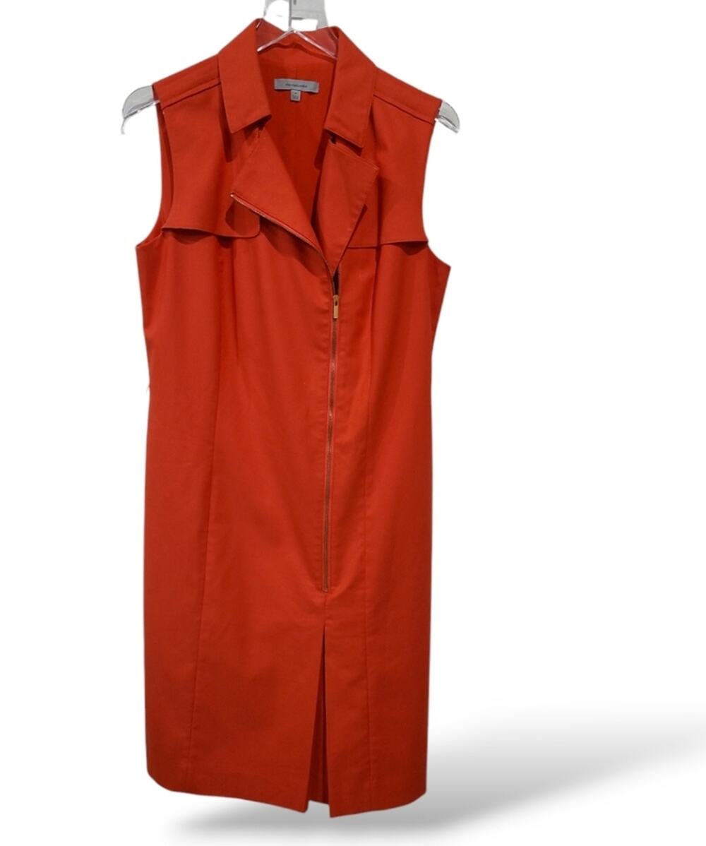 Classiques Entier SZ 12 Dress Side Zipper Trench Red Lava Cocktail NO BELT Lined